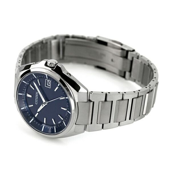 Citizen Men's CB3010-57L Attesa watch with navy dial and silver super titanium band