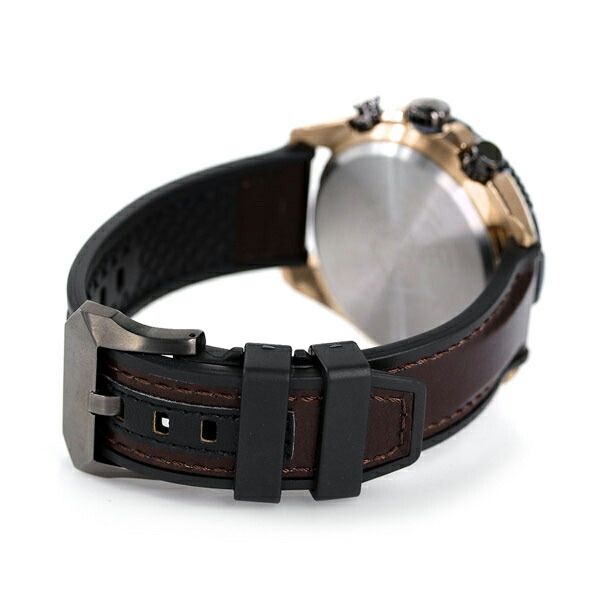 CITIZEN Promaster Land Eco-Drive radio-controlled watch with navy dial, brown and black leather band, stainless steel case with gold plating