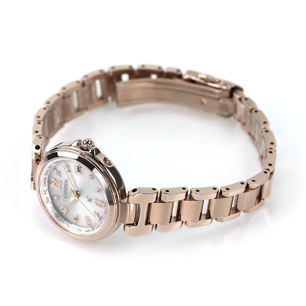 Citizen EC1037-51A women's wristwatch with silver dial and Sakura pink stainless steel band