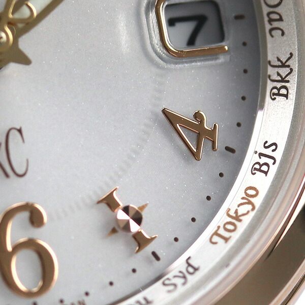 Citizen EC1037-51A women's wristwatch with silver dial and Sakura pink stainless steel band