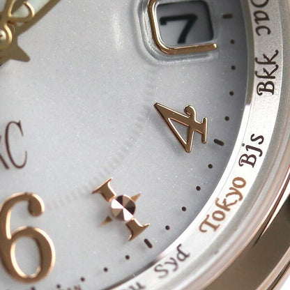 Citizen EC1037-51A women's wristwatch with silver dial and Sakura pink stainless steel band