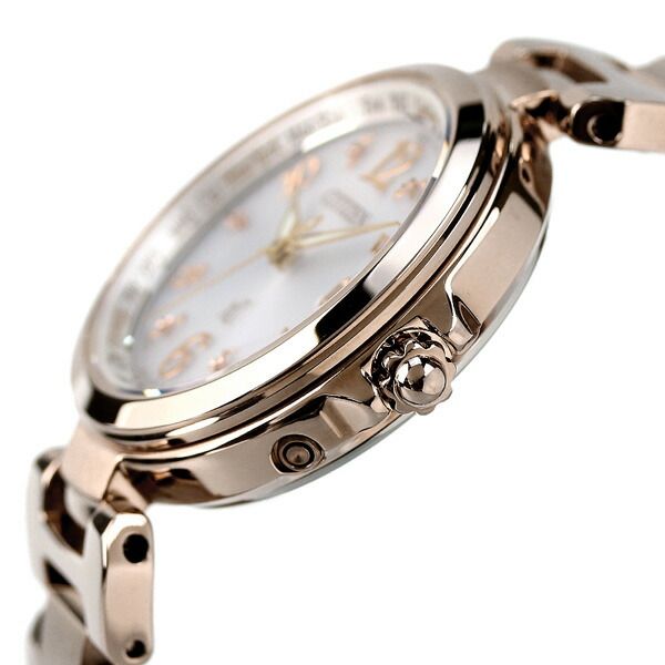 Citizen EC1037-51A women's wristwatch with silver dial and Sakura pink stainless steel band