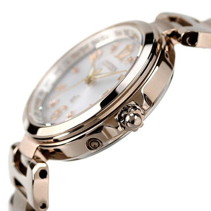 Citizen EC1037-51A women's wristwatch with silver dial and Sakura pink stainless steel band