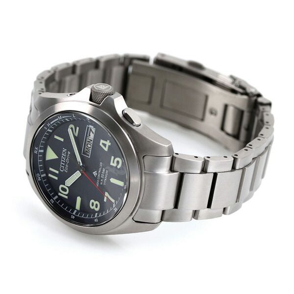 Citizen Men’s AT6080-53L Promaster Land watch with navy dial and silver super titanium band