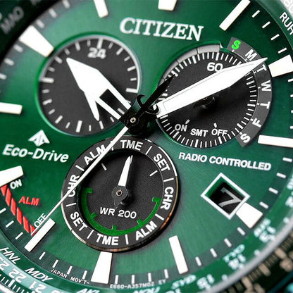 Citizen Promaster SKY Eco-Drive radio-controlled watch with green dial and stainless steel case model CB5004-59W