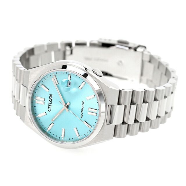 Citizen NJ0151-88M men's mechanical wristwatch with ice blue dial and silver stainless steel band