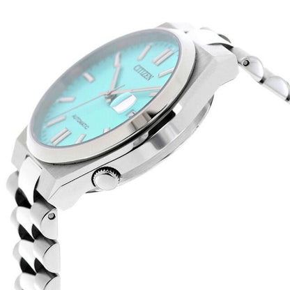 Citizen NJ0151-88M men's mechanical wristwatch with ice blue dial and silver stainless steel band
