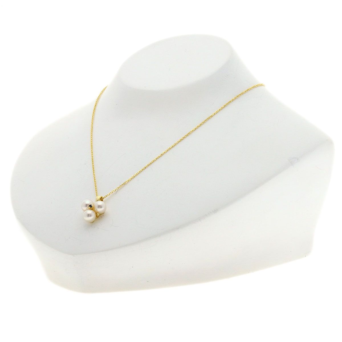 MIKIMOTO Pearl Sapphire Necklace in K18YG yellow gold with 38 cm chain for women
