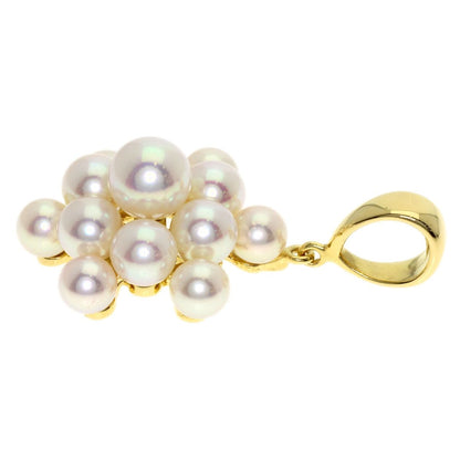 Mikimoto Pearl Pendant Top made of K18YG gold with pearl stones, measuring 30.2 x 17.2 x 10.3 mm