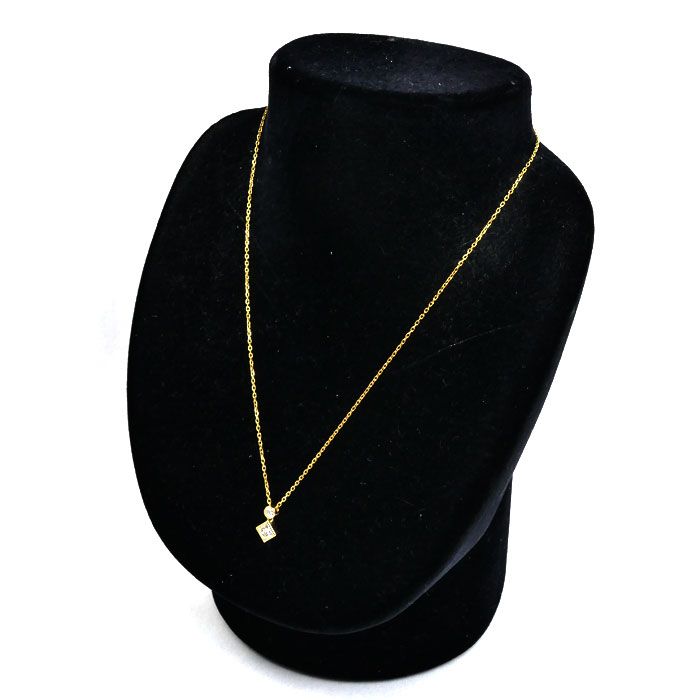 Tasaki yellow gold necklace with 0.64 carat diamonds on a 40cm chain for ladies, used condition