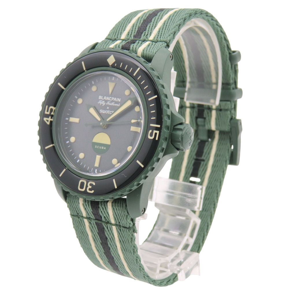 swatch S Fifty Fathoms Green Abyss S035G100 Automatic Men's — Japanese