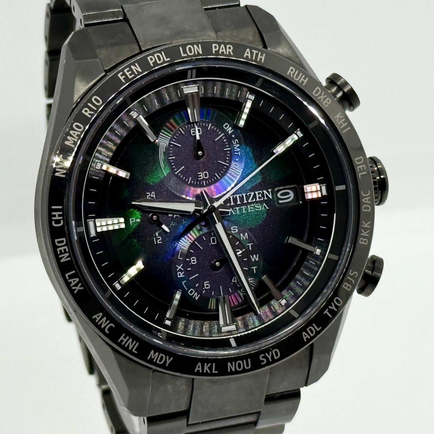 CITIZEN ATTESA SL H800-A1CN20D black solar men's watch with black dial and black band