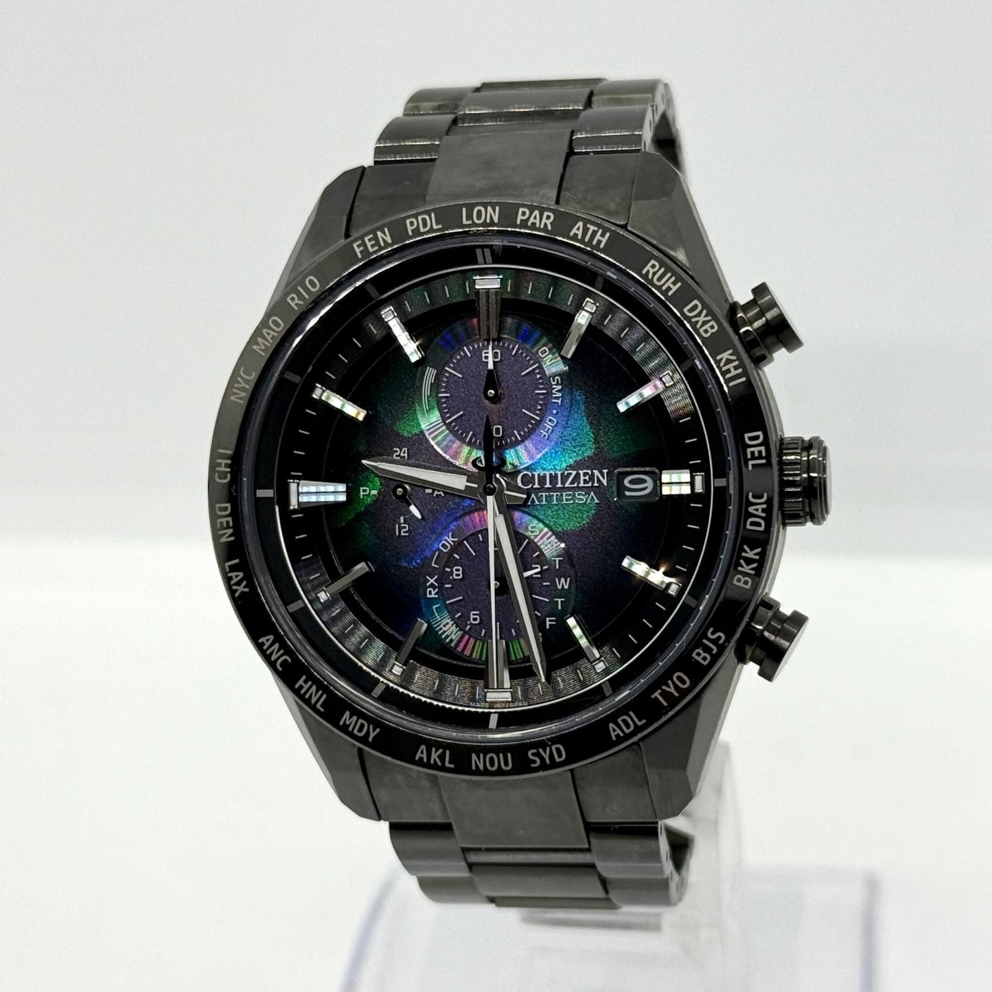 CITIZEN ATTESA SL H800-A1CN20D black solar men's watch with black dial and black band