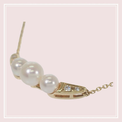MIKIMOTO 3-Row Pearl Pendant Necklace featuring Akoya pearls set in 18K yellow gold with 42.5cm chain