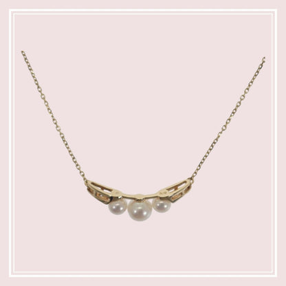 MIKIMOTO 3-Row Pearl Pendant Necklace featuring Akoya pearls set in 18K yellow gold with 42.5cm chain