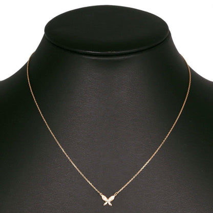 Agete Butterfly Necklace in K10 yellow gold with diamond, 40cm chain, 10mm by 8mm butterfly pendant