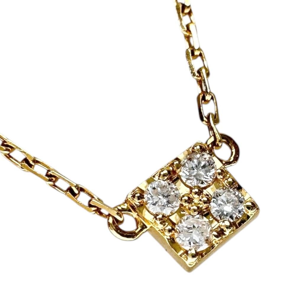 Agete diamond necklace made of 18K gold with 0.02ct diamond and 40.5cm chain displayed on white background