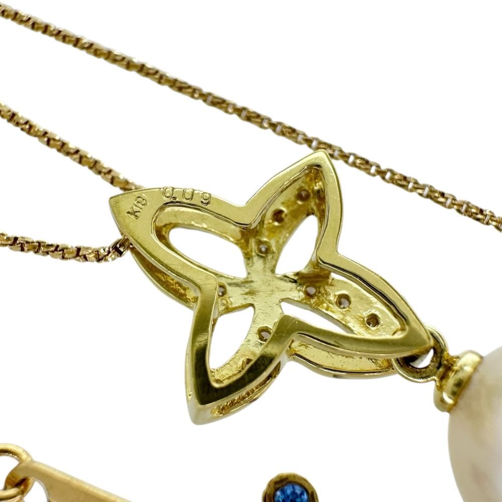 Akoya pearl 9.0mm diamond necklace set in 18K gold with 45cm chain shown on white background