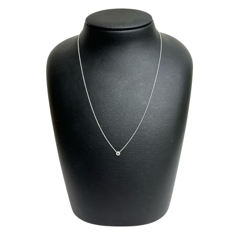 Agete ladies diamond necklace 0.03ct set in 18K white gold with 41cm chain and minimalist pendant