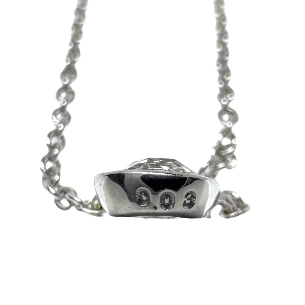 Agete ladies diamond necklace 0.03ct set in 18K white gold with 41cm chain and minimalist pendant