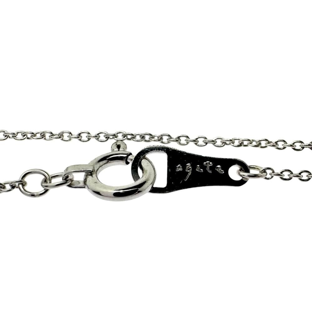 Agete ladies diamond necklace 0.03ct set in 18K white gold with 41cm chain and minimalist pendant