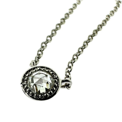 Agete ladies diamond necklace 0.03ct set in 18K white gold with 41cm chain and minimalist pendant