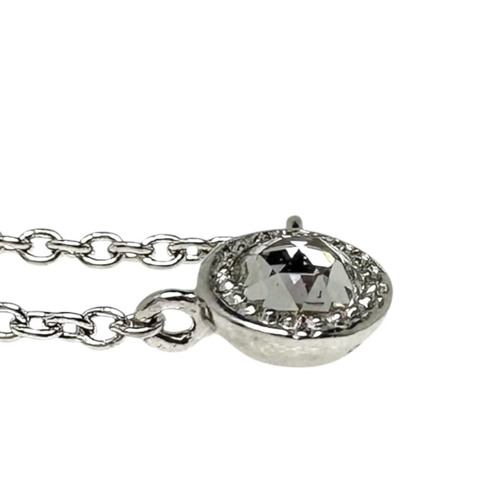 Agete ladies diamond necklace 0.03ct set in 18K white gold with 41cm chain and minimalist pendant