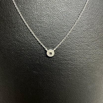 Agete ladies diamond necklace 0.03ct set in 18K white gold with 41cm chain and minimalist pendant