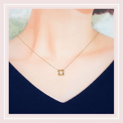 TASAKI Flower Motif Pearl Necklace in K18 Yellow Gold with 5mm pearl and 41cm chain