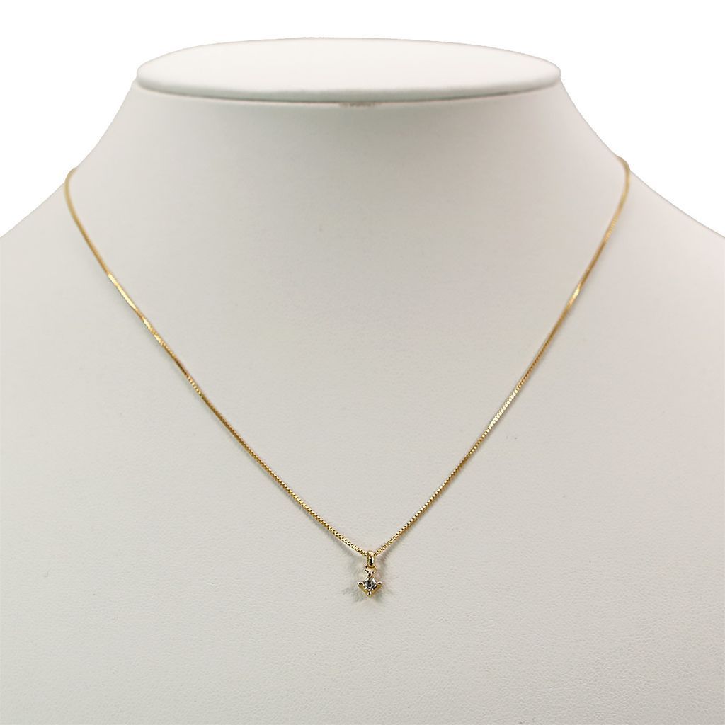Law Necklace made of K18 yellow gold with 0.05ct diamond pendant and 40.5cm adjustable chain