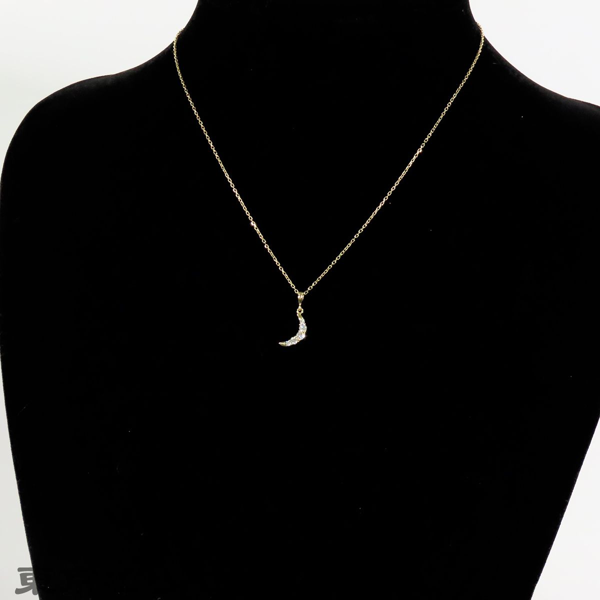 Law Moon Pendant necklace with 0.20ct diamond set in K18YG gold, 41cm chain