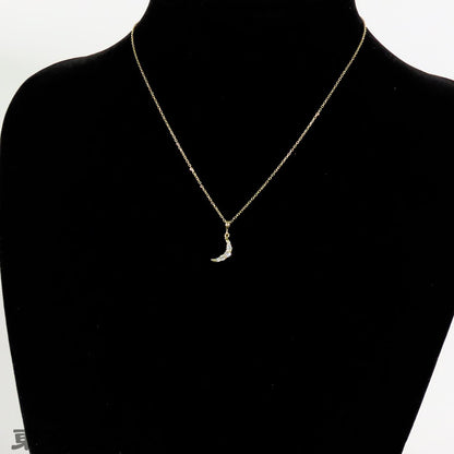 Law Moon Pendant necklace with 0.20ct diamond set in K18YG gold, 41cm chain
