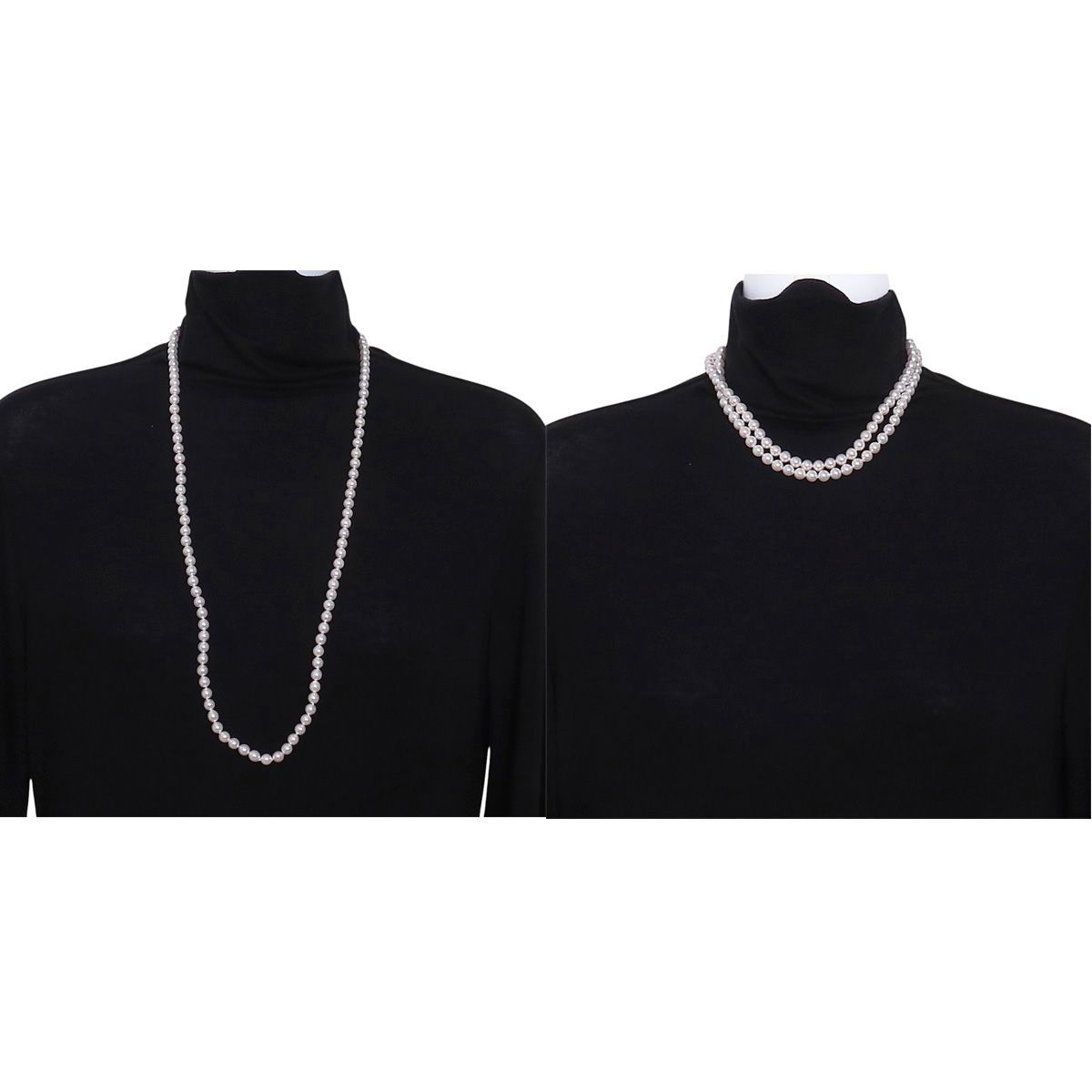 Mikimoto Infinity Pearl Necklace Long with 6.5-7mm Akoya pearls on 80cm yellow gold chain