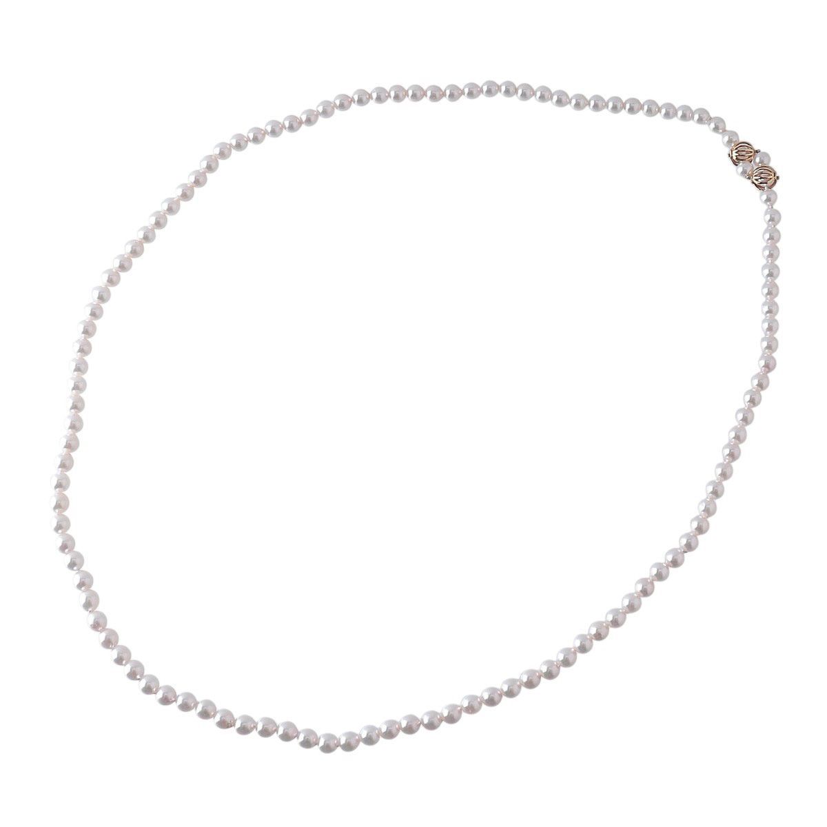 Mikimoto Infinity Pearl Necklace Long with 6.5-7mm Akoya pearls on 80cm yellow gold chain