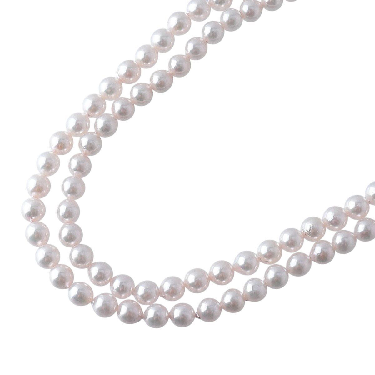 Mikimoto Infinity Pearl Necklace Long with 6.5-7mm Akoya pearls on 80cm yellow gold chain
