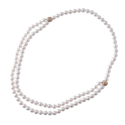 Mikimoto Infinity Pearl Necklace Long with 6.5-7mm Akoya pearls on 80cm yellow gold chain