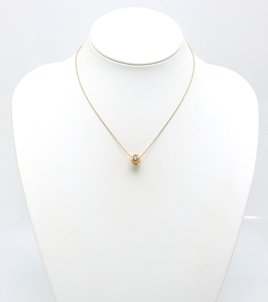 Gold K18 multicolor stone necklace with aquamarine, pink tourmaline, peridot, amethyst, and citrine stones on 40cm chain