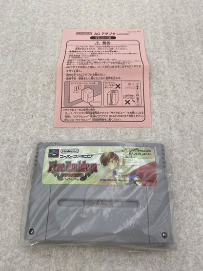 Fire Emblem Thracia 776 SNES game cartridge with damaged box and condition notes