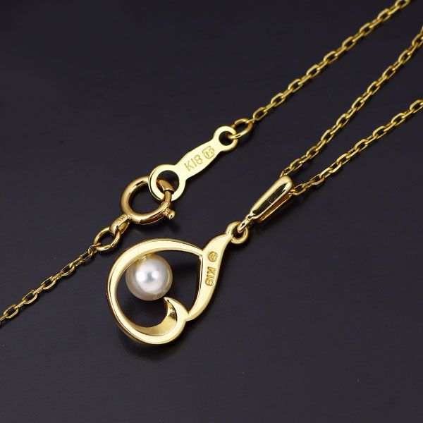 Mikimoto K18YG Akoya baby pearl pendant necklace featuring a 4.0mm pearl on a 40.5cm gold chain