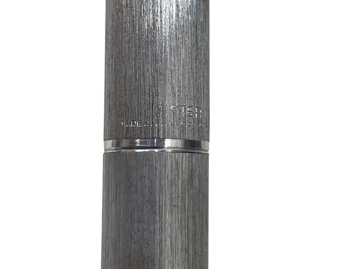 Waterman 18K 750 Mark French silver pen nib, 13.5 cm long, showing signs of wear and ink depletion