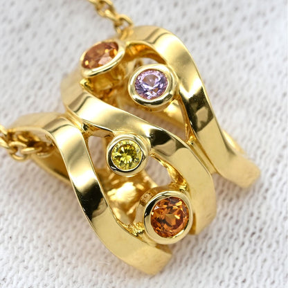 MIKIMOTO yellow gold necklace featuring yellow diamond, sapphire, and citrine stones in multicolor design