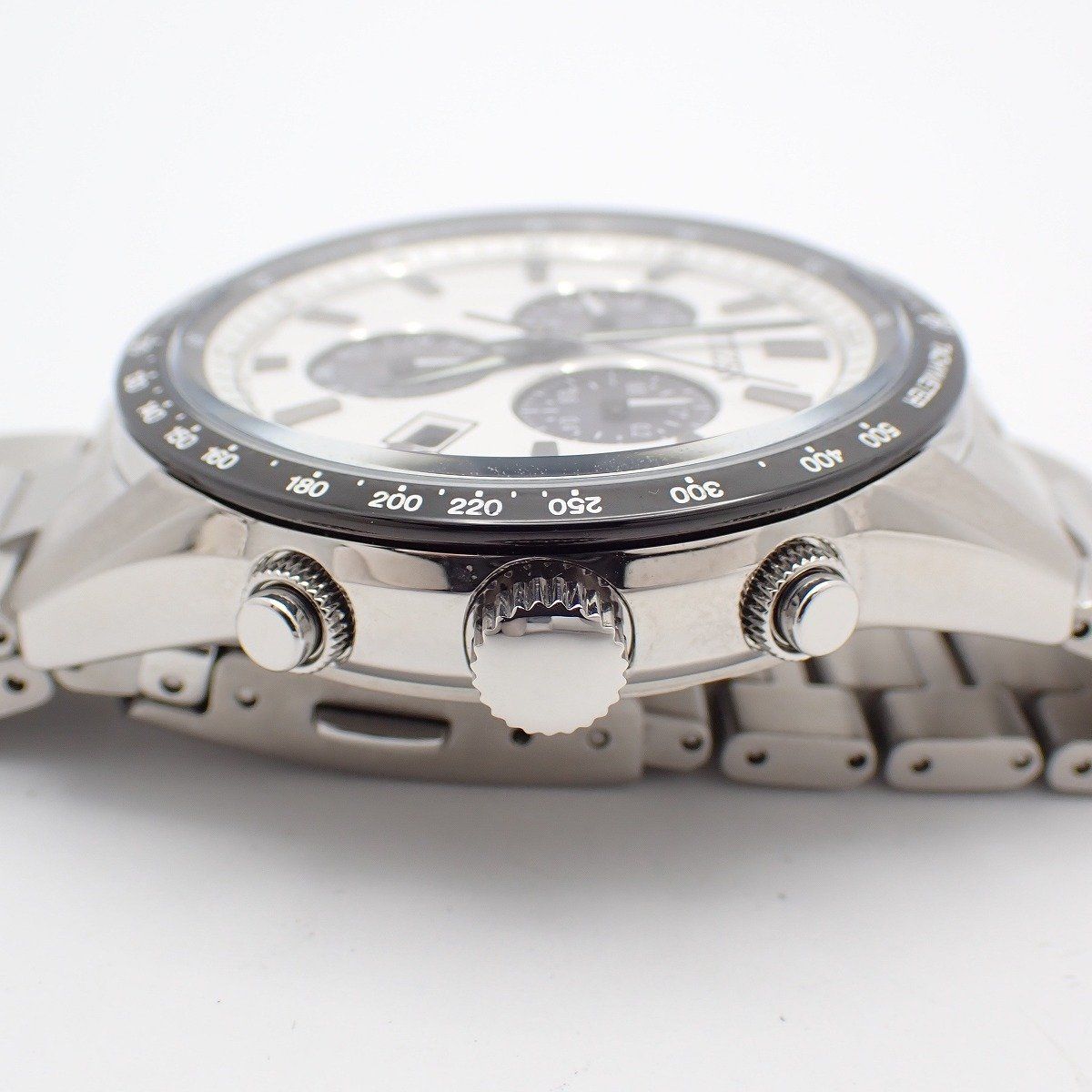 Citizen Eco-Drive men's watch BL5614-59A with white dial and silver stainless steel band