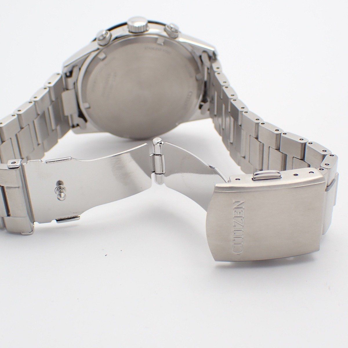 Citizen Eco-Drive men's watch BL5614-59A with white dial and silver stainless steel band