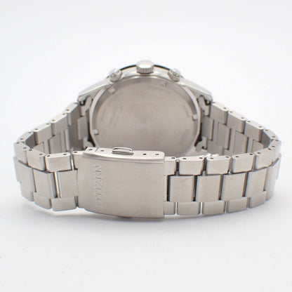 Citizen Eco-Drive men's watch BL5614-59A with white dial and silver stainless steel band