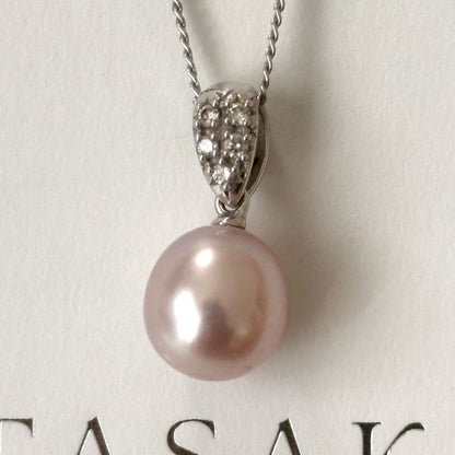 238Tasaki necklace featuring K18 gold, Pt850 platinum chain, pearl and diamond pendant, 40 cm length