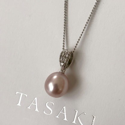 238Tasaki necklace featuring K18 gold, Pt850 platinum chain, pearl and diamond pendant, 40 cm length