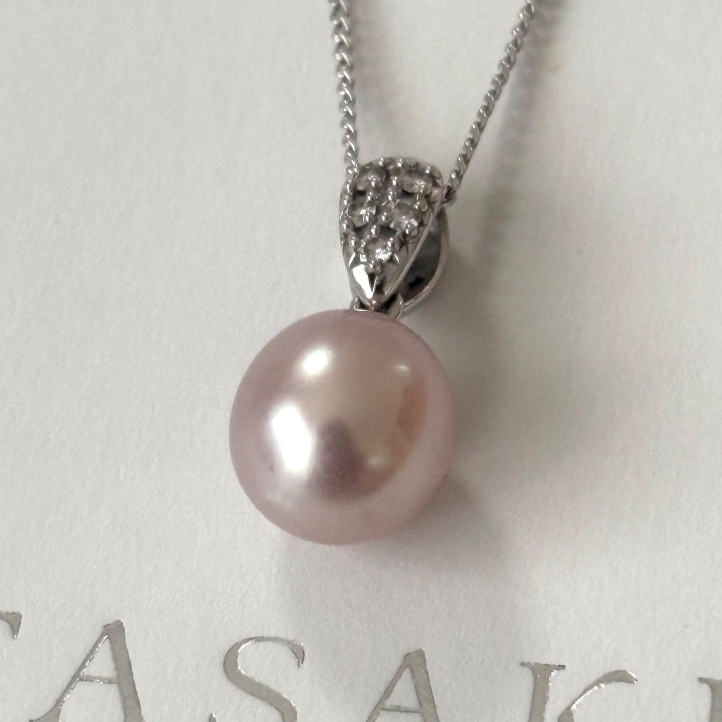 238Tasaki necklace featuring K18 gold, Pt850 platinum chain, pearl and diamond pendant, 40 cm length