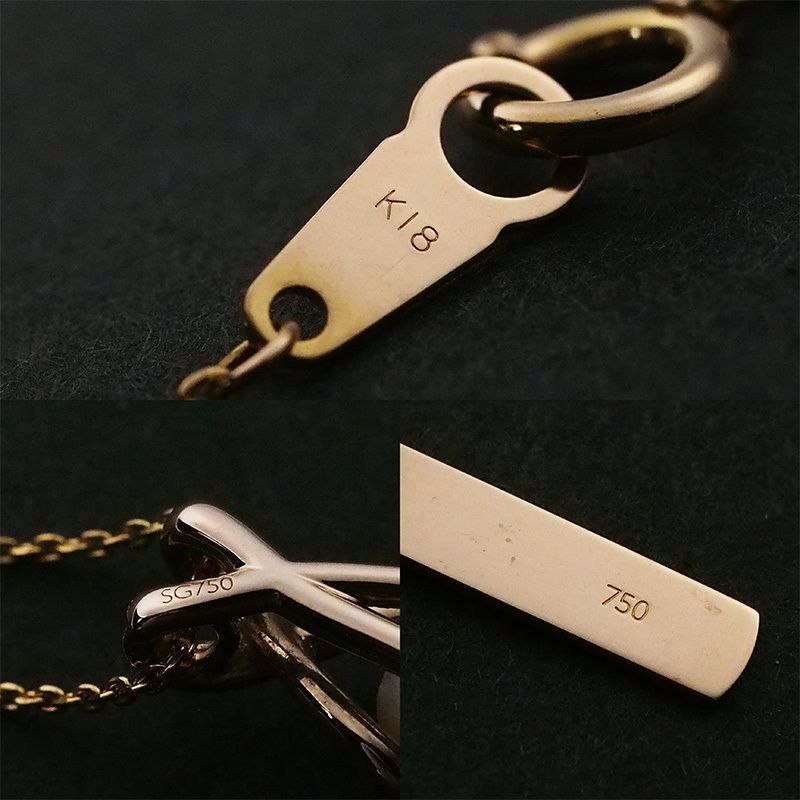 Tasaki K18 Sakura gold necklace featuring three pearls and a 46.8 cm chain with Sakura motif pendant