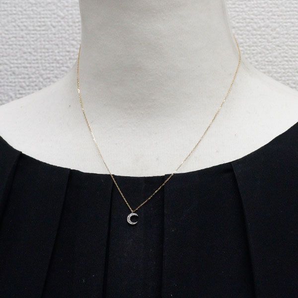 Agate K18 yellow gold and white gold diamond pendant necklace with 0.05ct brown diamond on 40cm chain