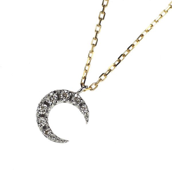 Agate K18 yellow gold and white gold diamond pendant necklace with 0.05ct brown diamond on 40cm chain